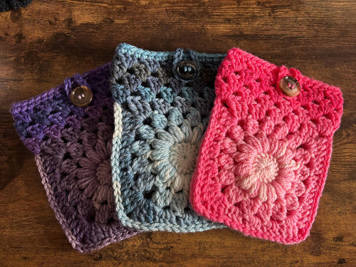 Crochet Flower Kindle Sleeve, E-reader Sleeve Case