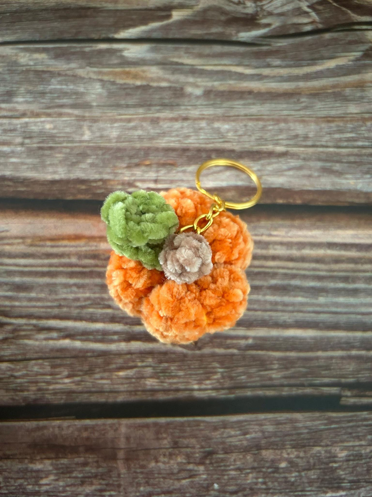 Crochet Chenille Pumpkin Keychain Keyring Bag Charm
