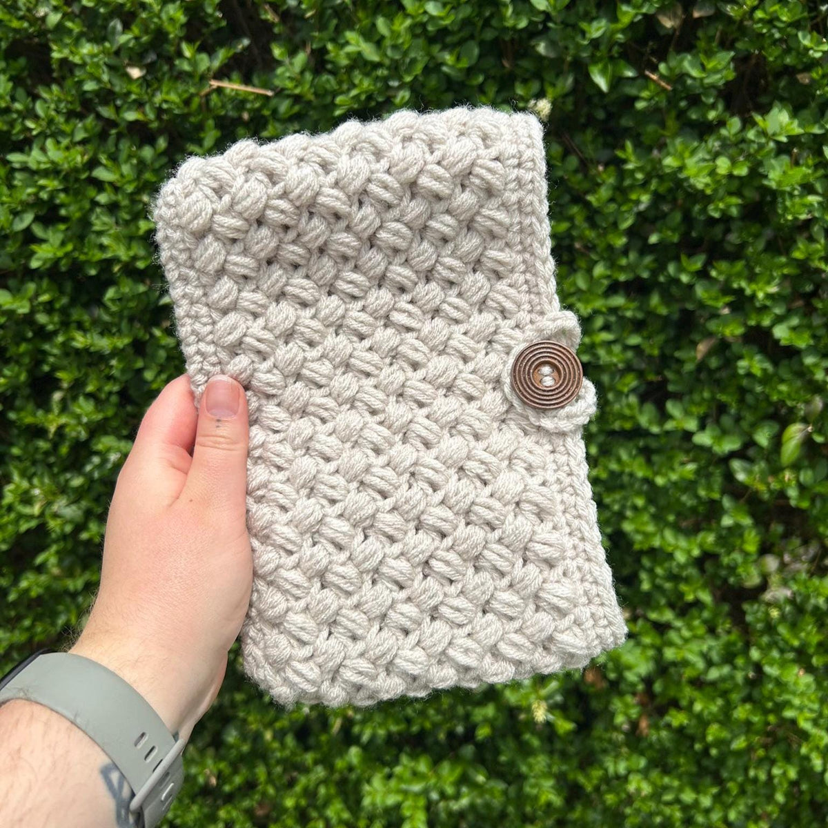 Bean Cosy Book Sleeve, Handmade Crochet Book Protector Cover, Book Pouch