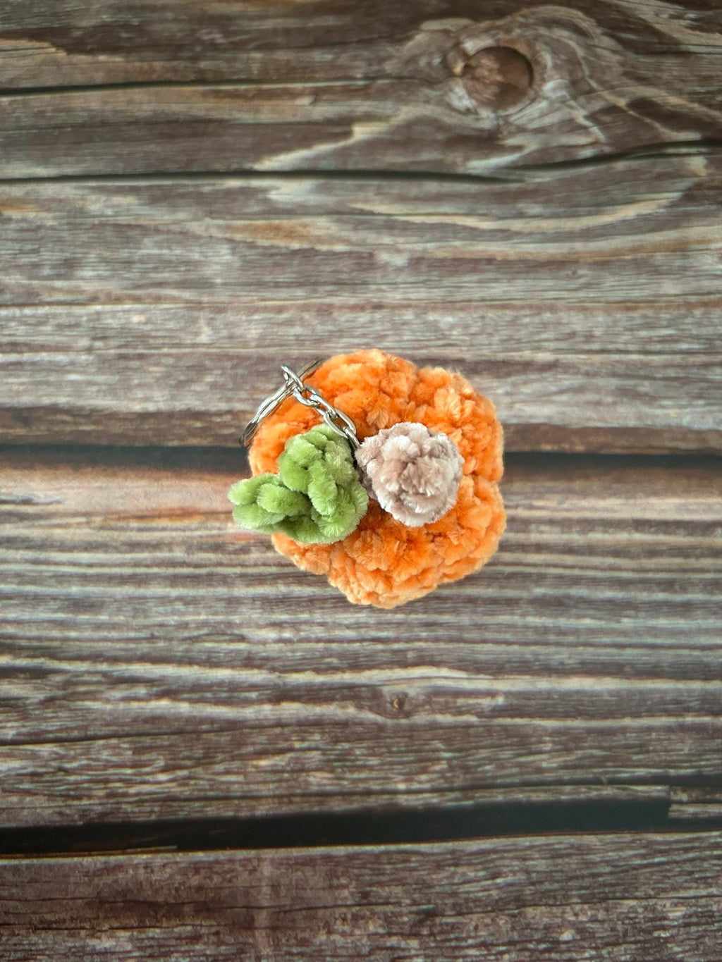 Crochet Chenille Pumpkin Keychain