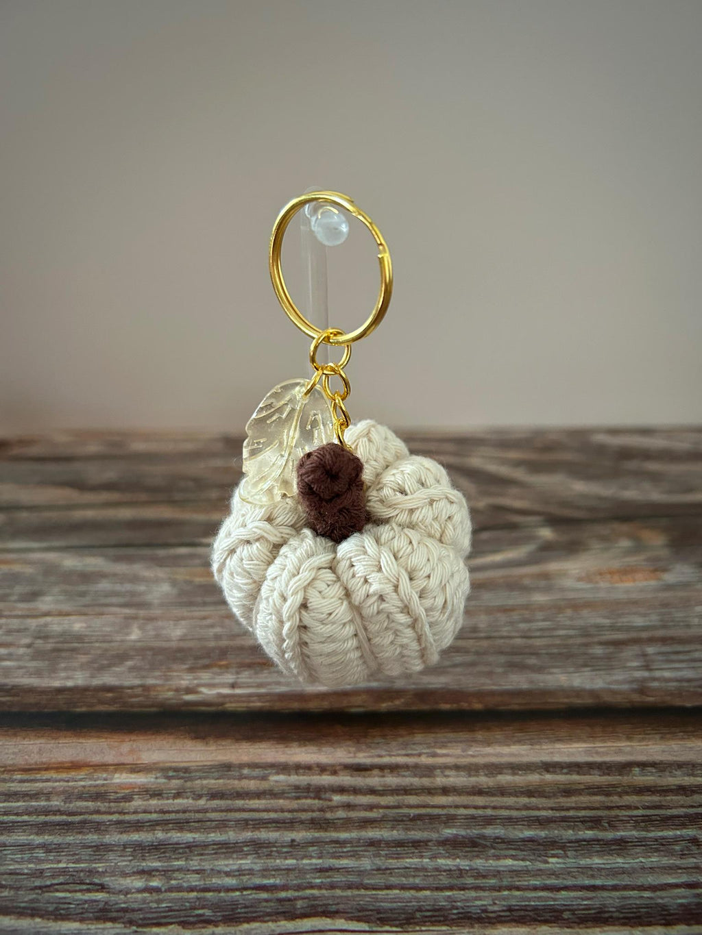 Crochet Cream Pumpkin Keychain
