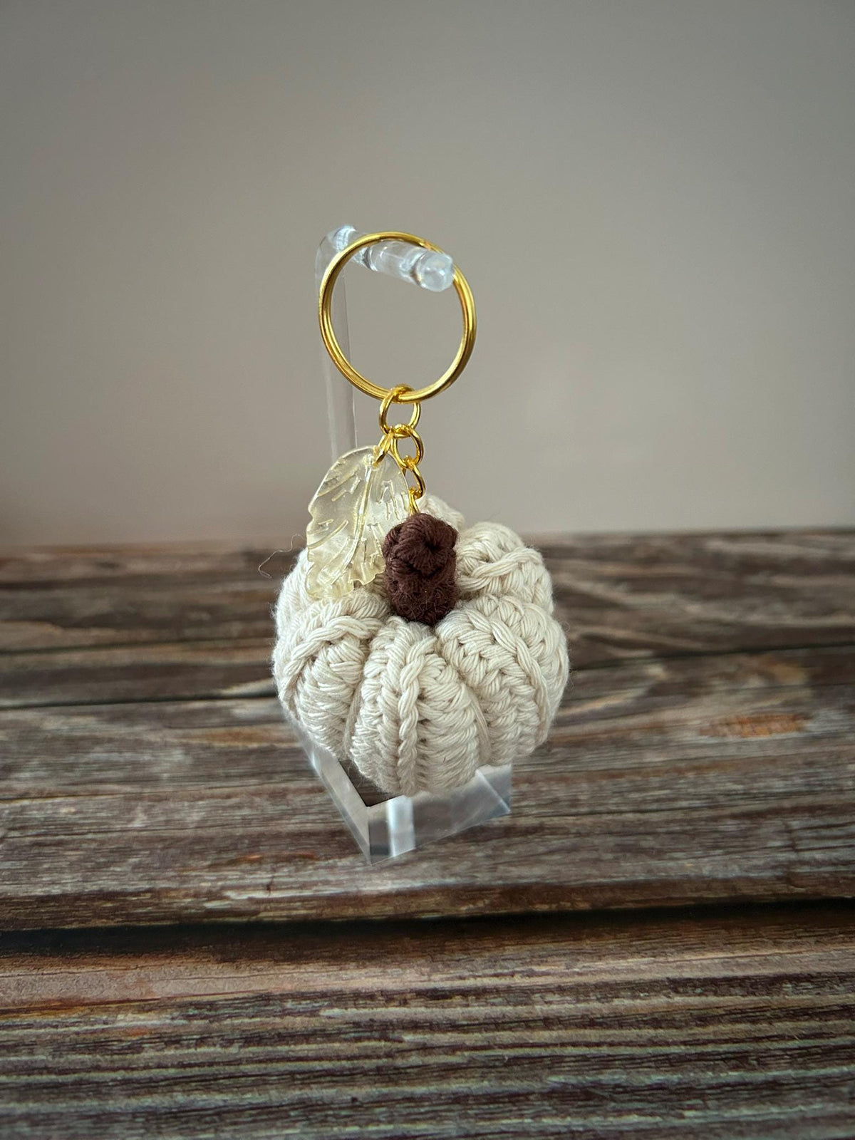 Crochet Cream Pumpkin Keychain