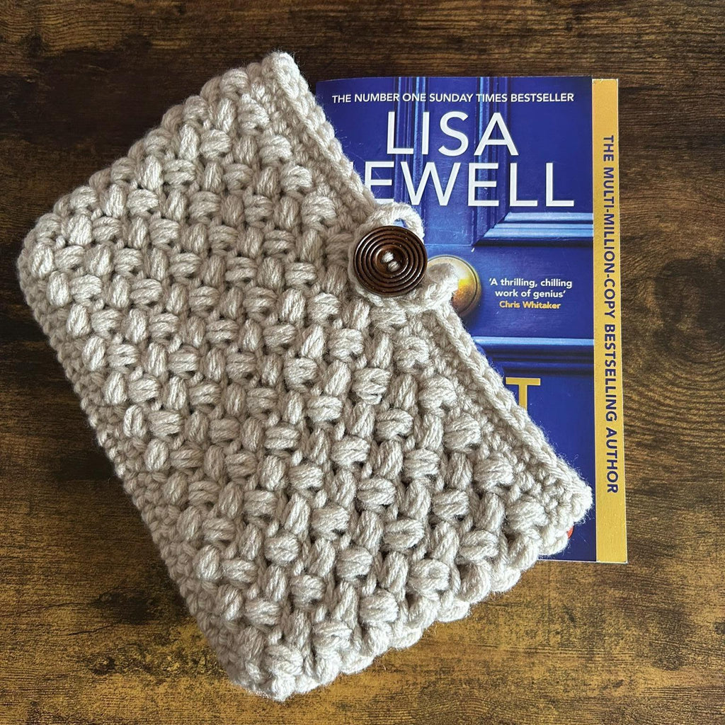 Bean Cosy Book Sleeve, Handmade Crochet Book Protector Cover, Book Pouch