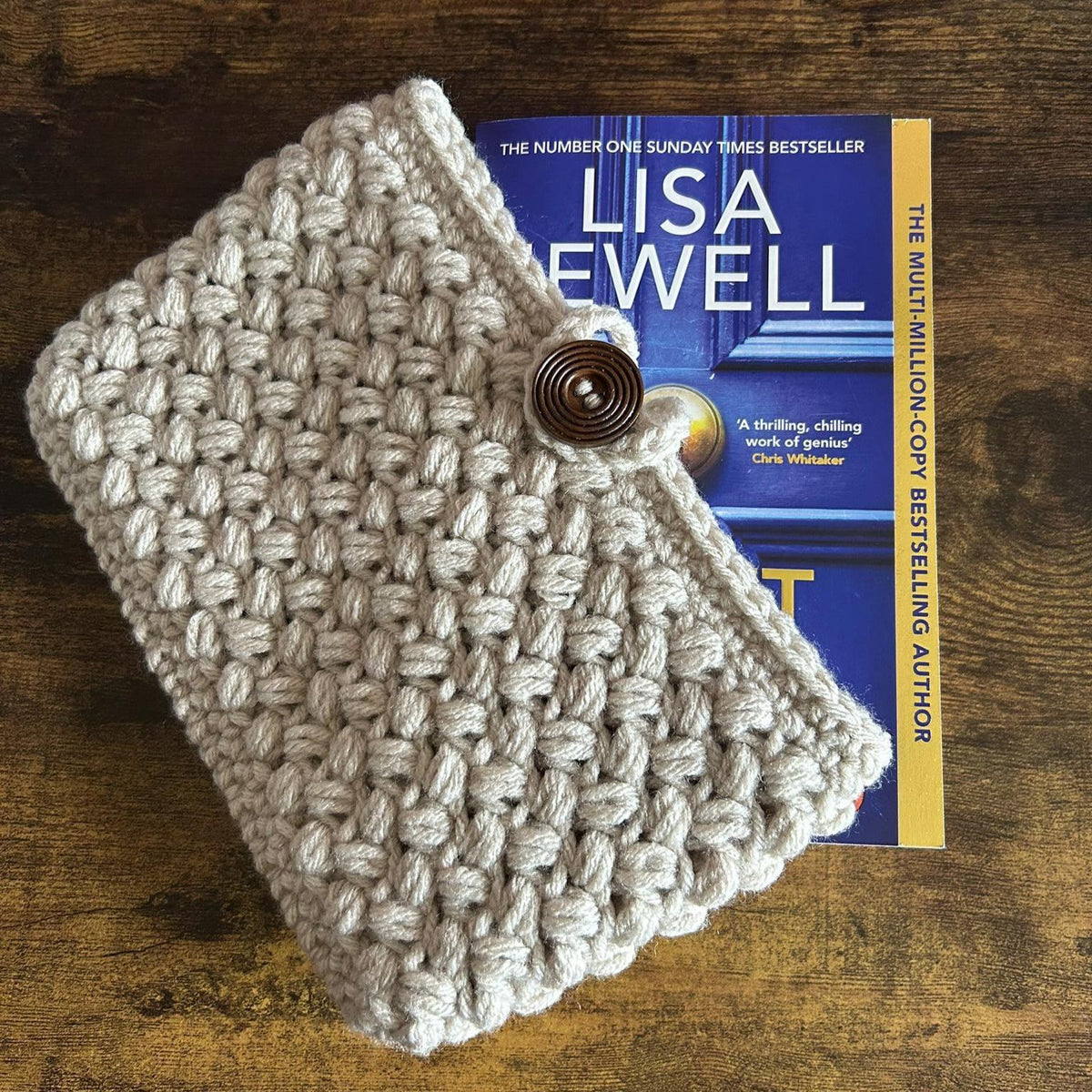 Bean Cosy Book Sleeve, Handmade Crochet Book Protector Cover, Book Pouch
