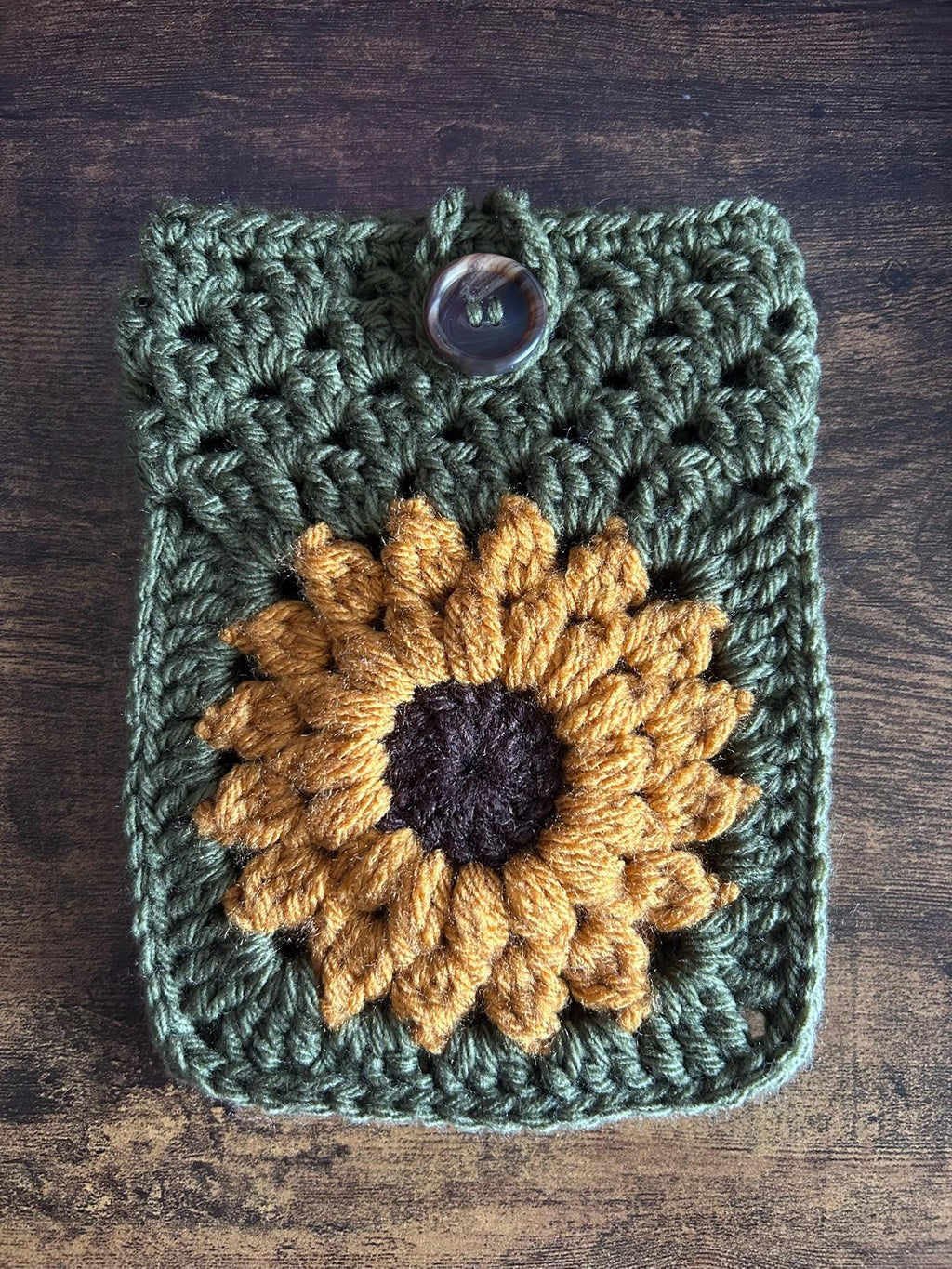 Crochet Kindle Sleeve, E-reader Sleeve Case Sunflower Daisy