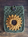 Crochet Kindle Sleeve, E-reader Sleeve Case Sunflower Daisy