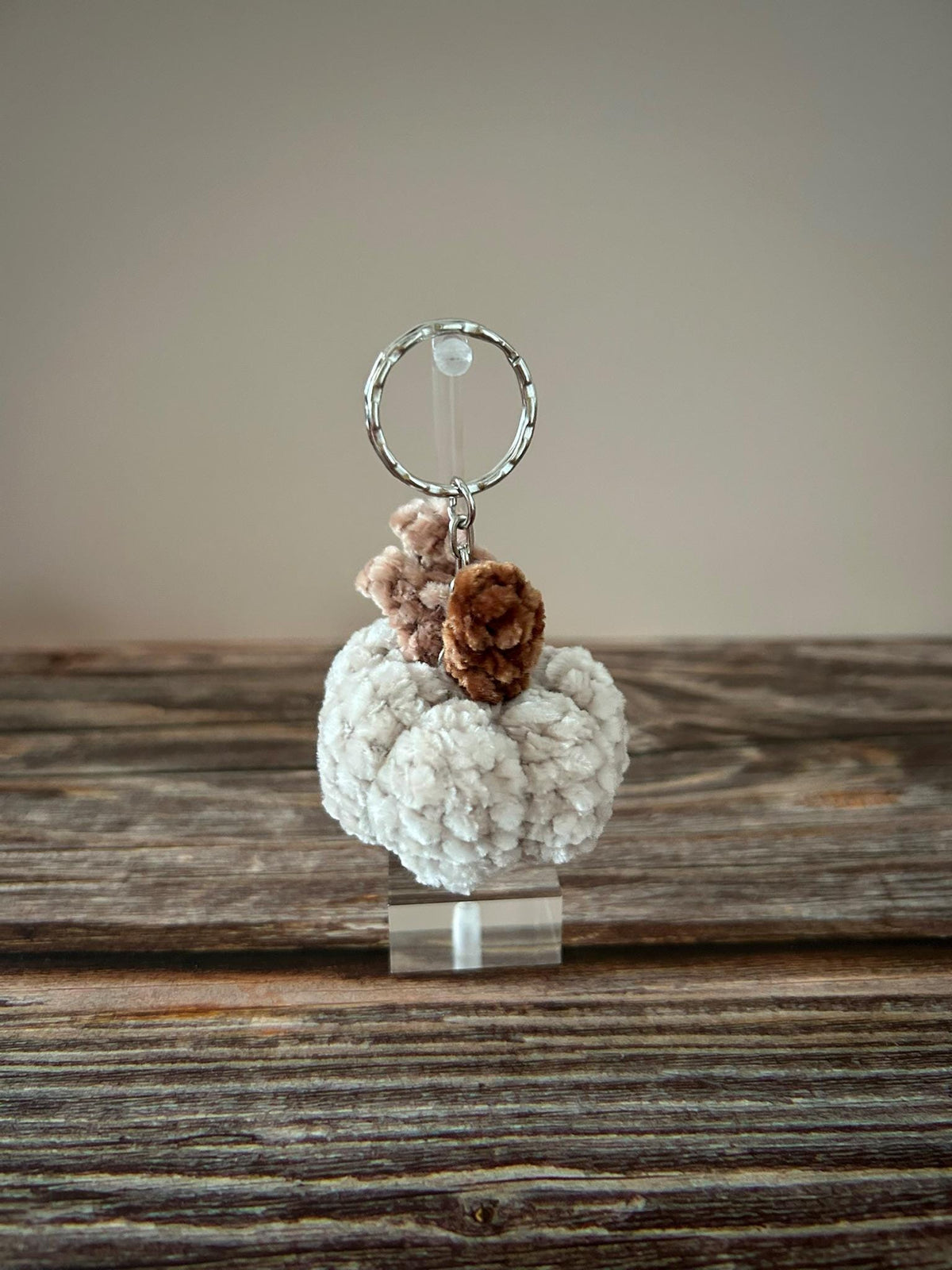 Crochet Chenille Pumpkin Keychain Keyring Bag Charm
