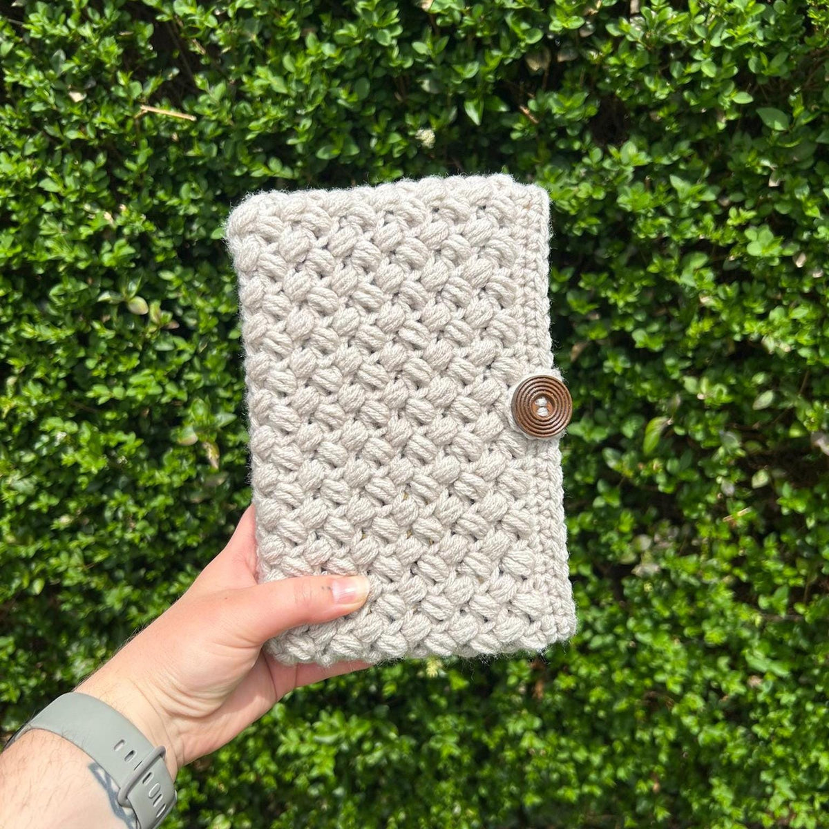 Bean Cosy Book Sleeve, Handmade Crochet Book Protector Cover, Book Pouch