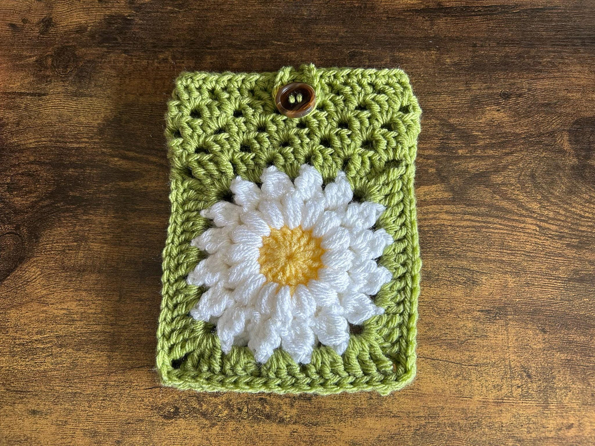 Crochet Kindle Sleeve, E-reader Cover, Kobo Case Sunflower Daisy Flower
