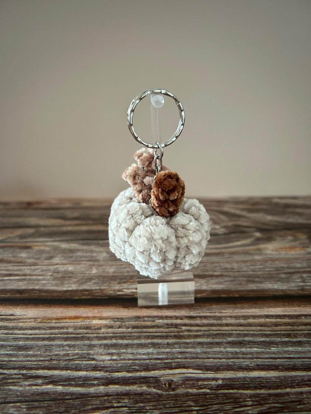 Crochet Chenille Pumpkin Keychain Keyring Bag Charm