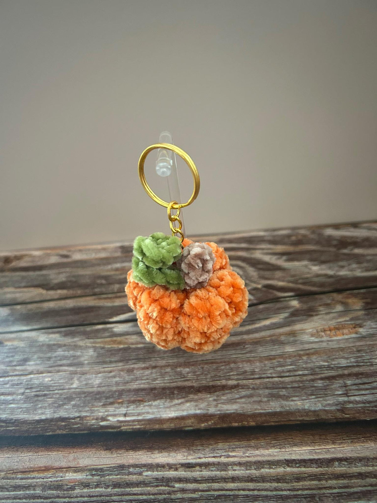 Crochet Chenille Pumpkin Keychain Keyring Bag Charm