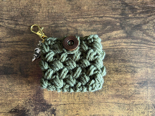 Crochet Bean Cosy AirPods Case, Handmade Earbud Pouch, Headphone Holder, Keychain