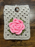 Crochet Rose Kindle Sleeve, E-reader Cover Case