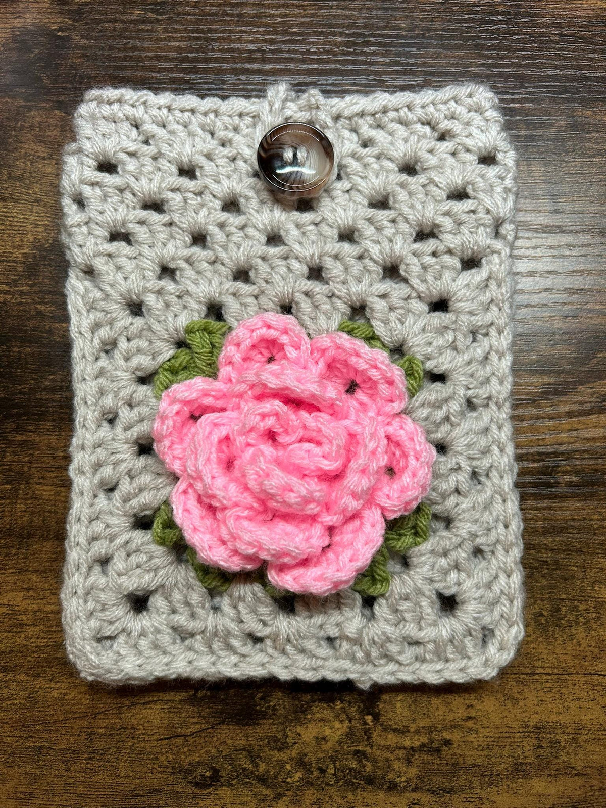 Crochet Rose Kindle Sleeve, E-reader Cover Case