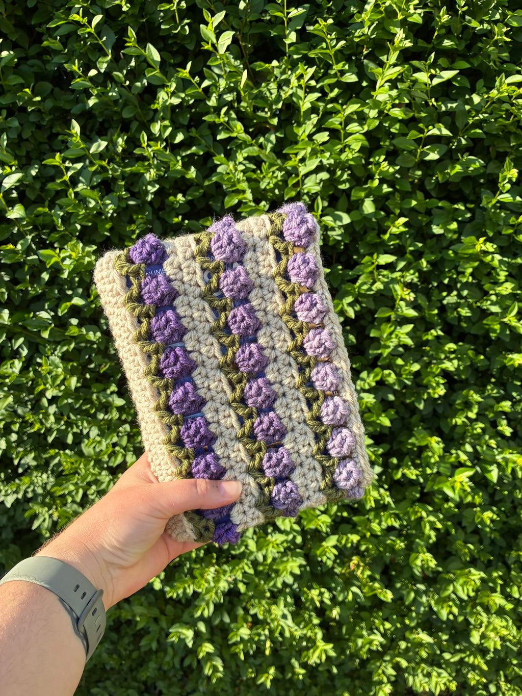 Crochet Field of Tulips Book Sleeve Pattern, Chunky Yarn Flower Book Protector, PDF Download