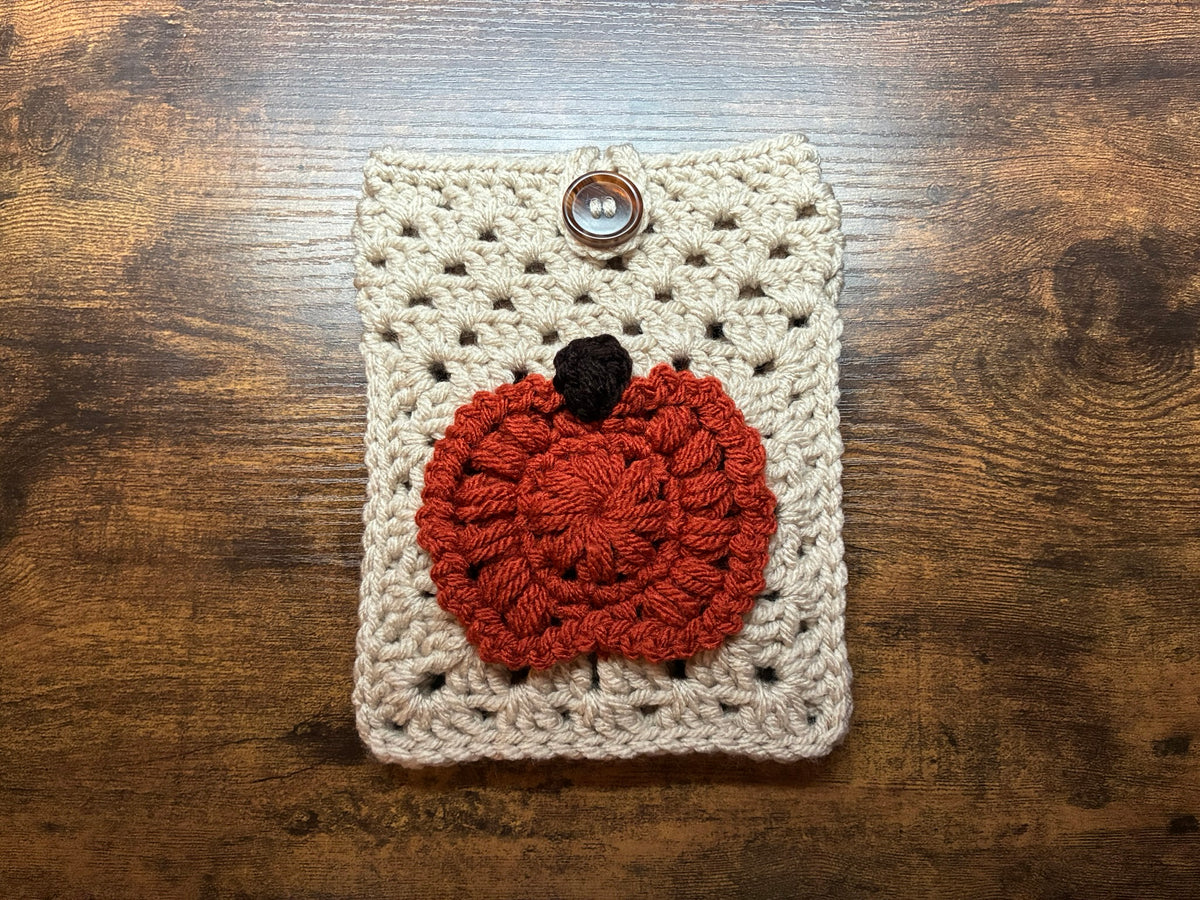 Crochet Pumpkin Kindle Sleeve, E-reader Cover Case