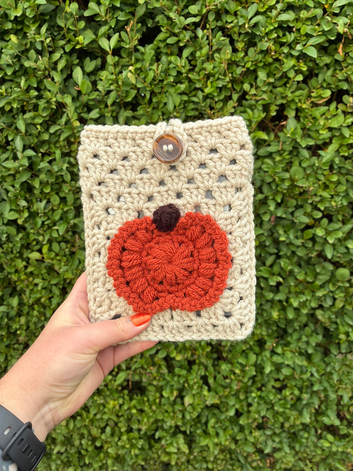 Crochet Pumpkin Kindle Sleeve, E-reader Cover Case