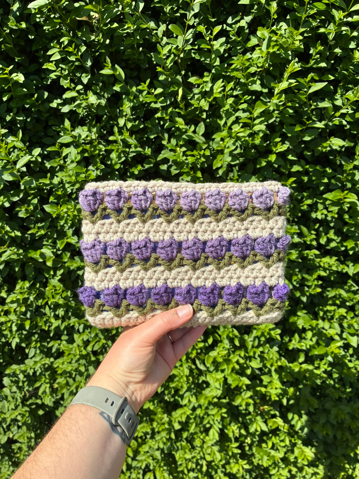 Crochet Field of Tulips Book Sleeve Pattern, Chunky Yarn Flower Book Protector, PDF Download