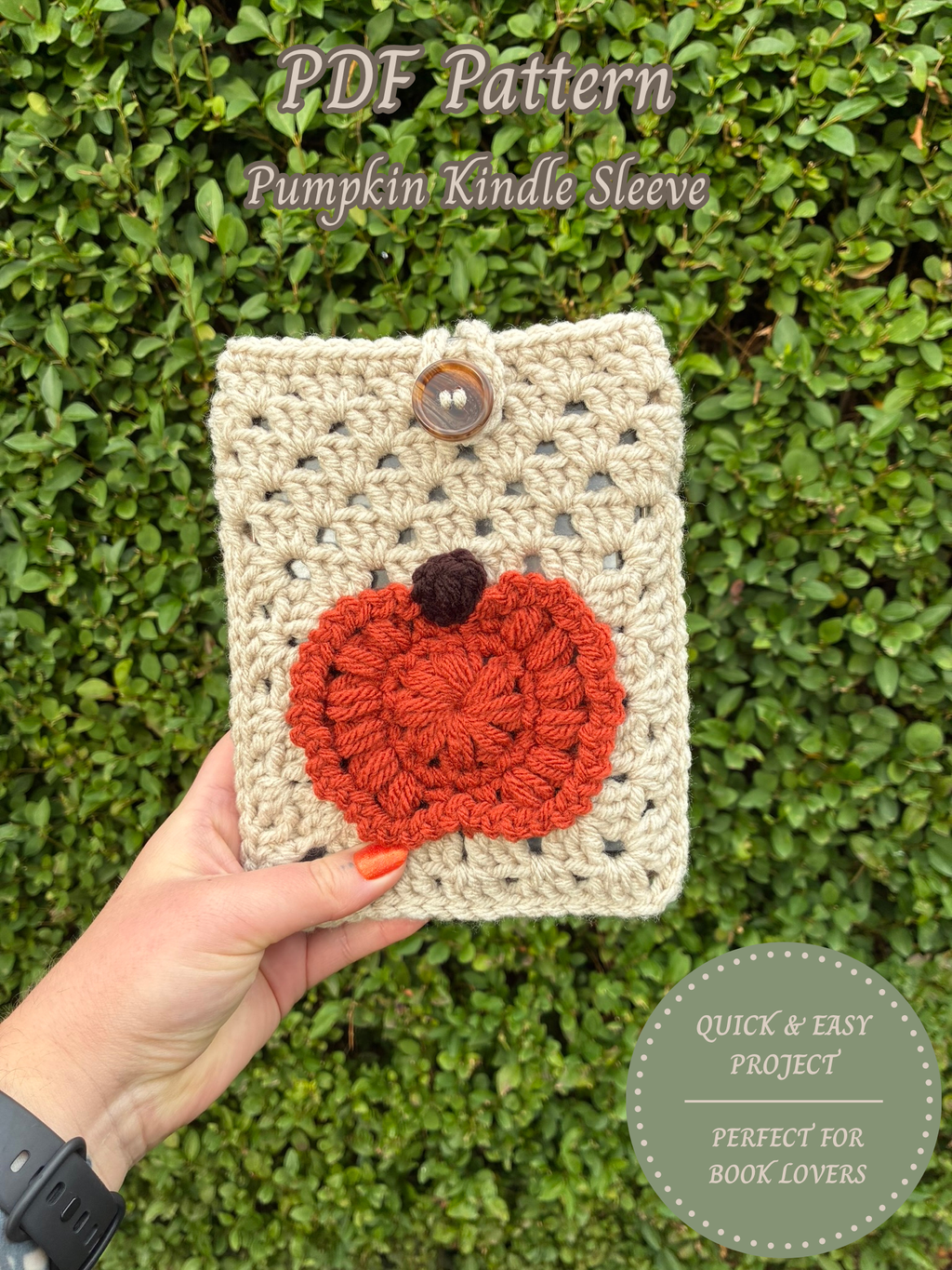 Crochet Pumpkin Kindle Sleeve Pattern | Chunky Yarn E-Reader Protector | PDF Download