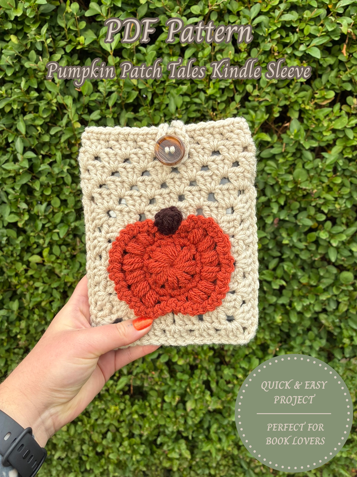 Crochet Pumpkin Kindle Sleeve Pattern | Chunky Yarn E-Reader Protector | PDF Download
