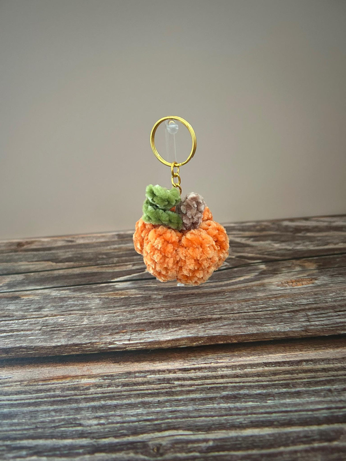 Crochet Chenille Pumpkin Keychain Keyring Bag Charm