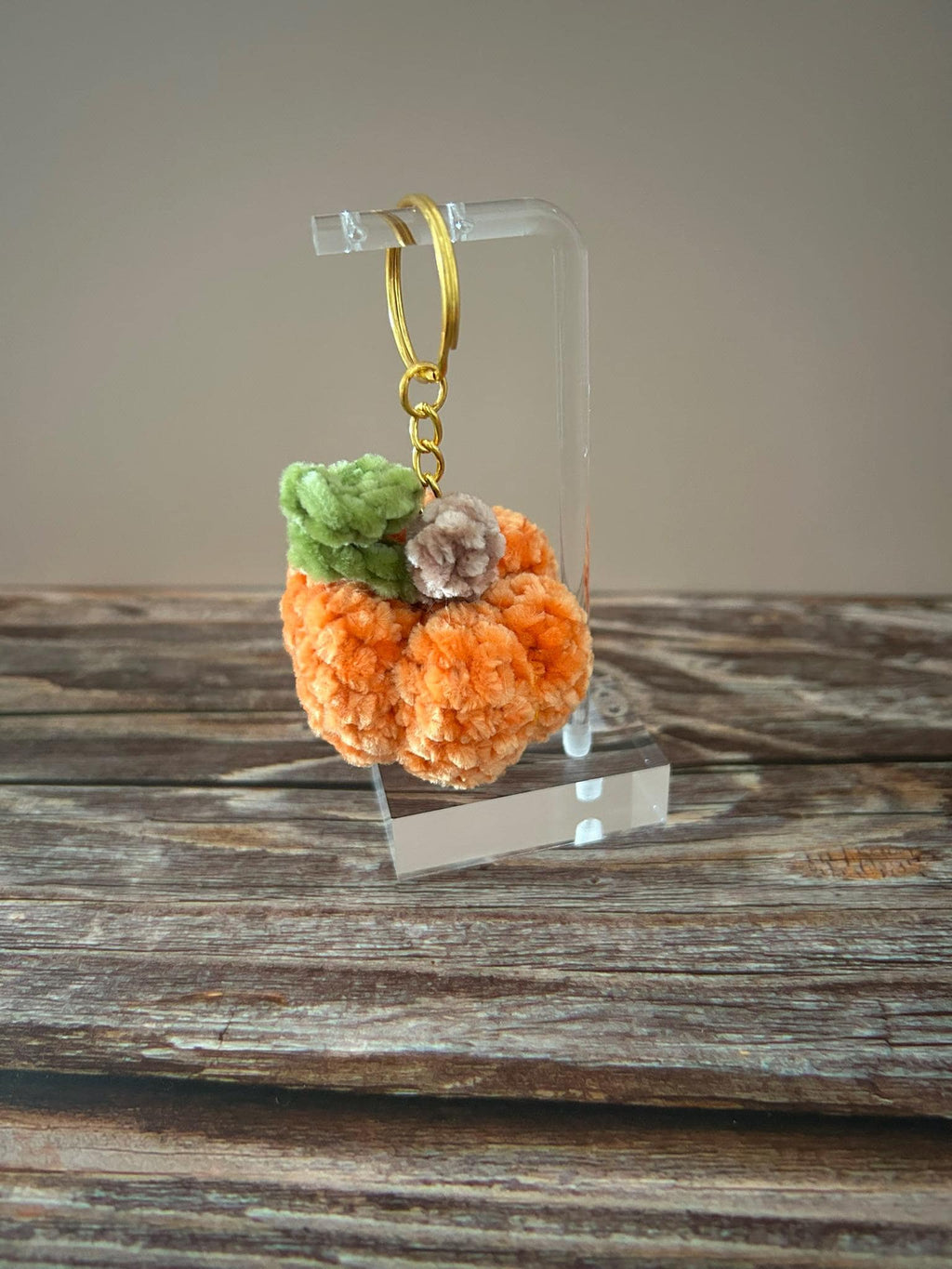 Crochet Chenille Pumpkin Keychain Keyring Bag Charm