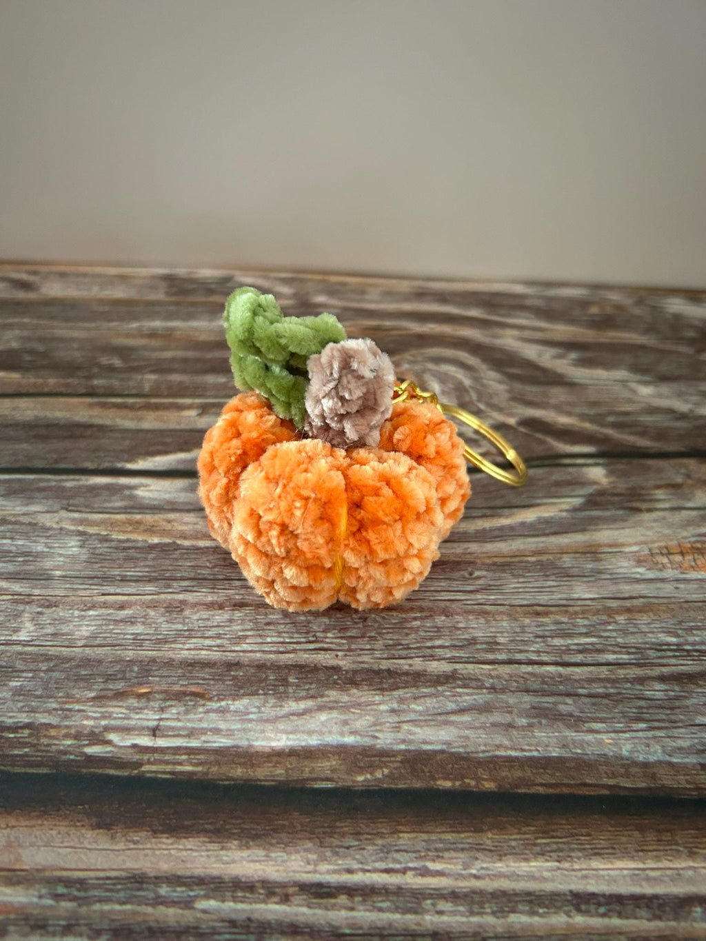 Crochet Chenille Pumpkin Keychain Keyring Bag Charm